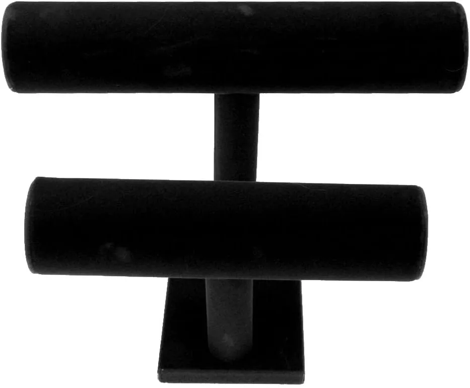 Bracelets, Necklaces, Watches | Sturdy Construction | Fashionably Organize Jewelry: Hot trickle boulder tether Black Grey 2-Tier Bracelet Display Stand Shelf | Multi-Level Design for 