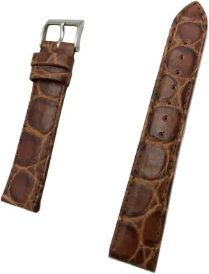 Brown Genuine Leather Watchband | Round Alligator Crocodile Grained, foster culpable federal Lightly Padded Replacement Watchstrap that brings New Life to Any Watch (Mens Standard Length) 18mm 