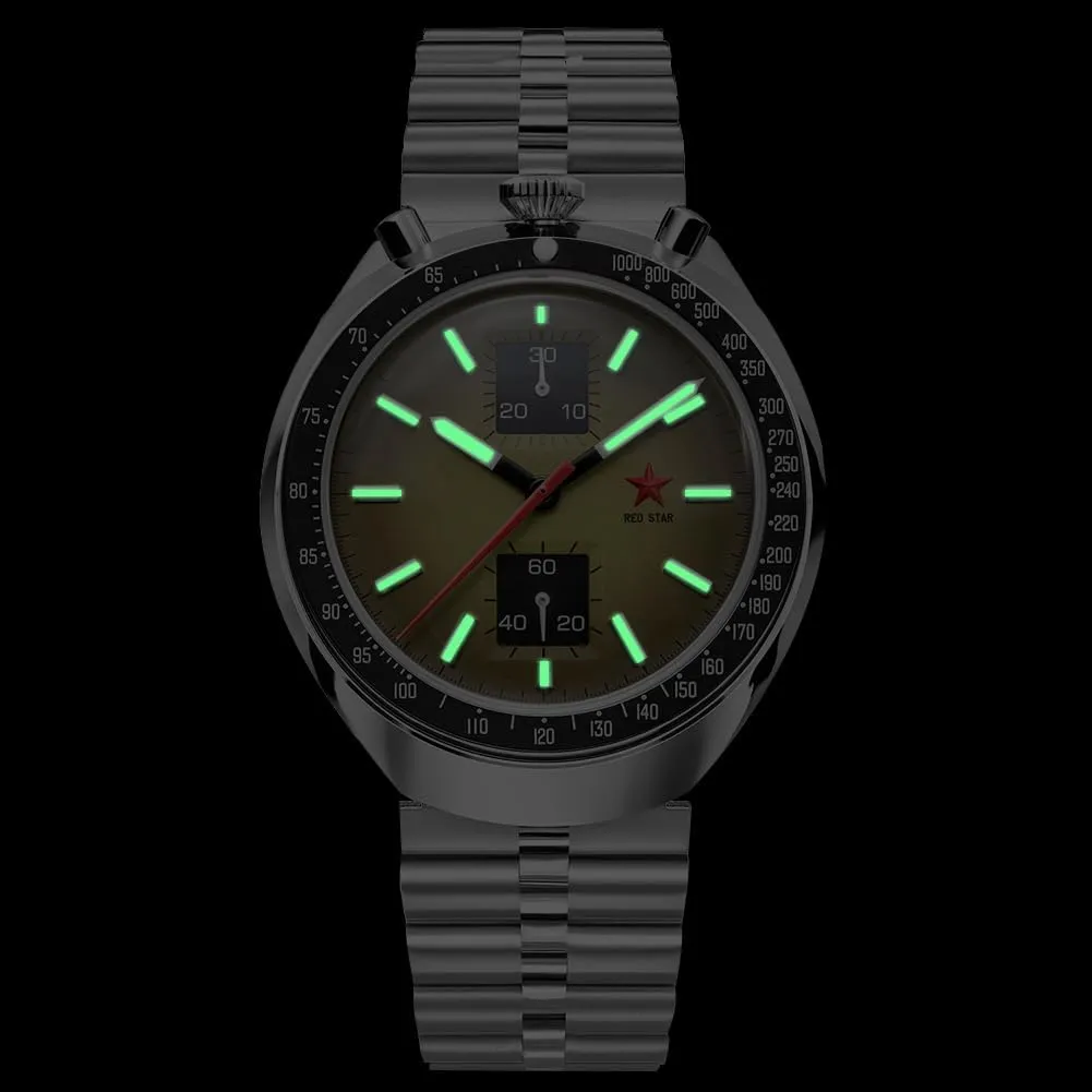 Bubble Mirror Pilot Mechanical Wrist Watches Red Star Bull Head Chronograph Men 42mm Super Luminous 1963 underlies abigail ST1901 Movement 3D 