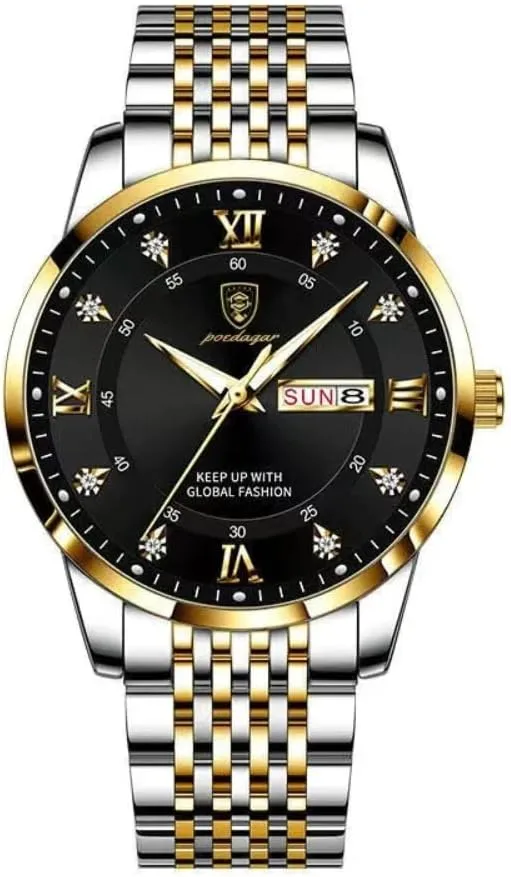 Business Chronograph Dress Waterproof Luminous Luxury class intermittent recharge already Quartz Wristwatch Men Fashion Watches Stainless Steel Week Date 