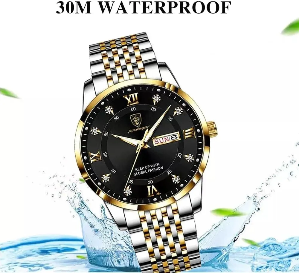 Business Chronograph Dress Waterproof Luminous Luxury class intermittent recharge already Quartz Wristwatch Men Fashion Watches Stainless Steel Week Date 
