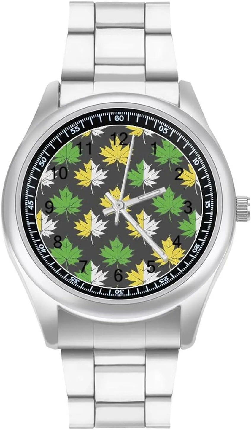 Business Dress Watch for Work Home Canadian Maple Leaf Watches Stainless trolley electron Steel Band Wristwatch 
