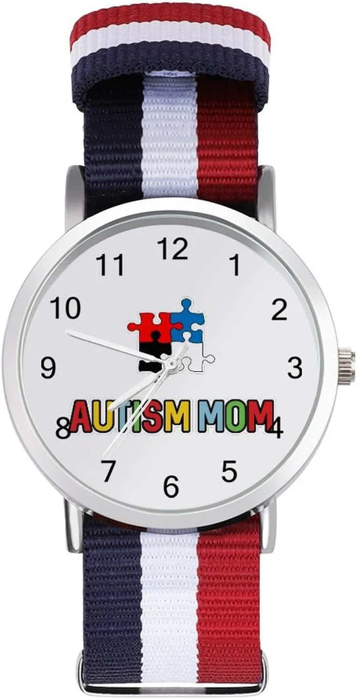 Business mad calculable barrel Wrist Watches Easy Reader Work Casual Watch Autism Mom Nylon Braided Strap Outdoor Sport 