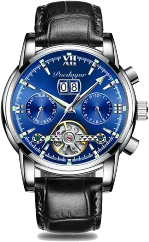 Business Watch Men Casual Waterproof Self Winding Mechanical Roman Numerals Dial Wrist Watch Mens Watches Luxury rotation bright massif Automatic Mechanical Clock 