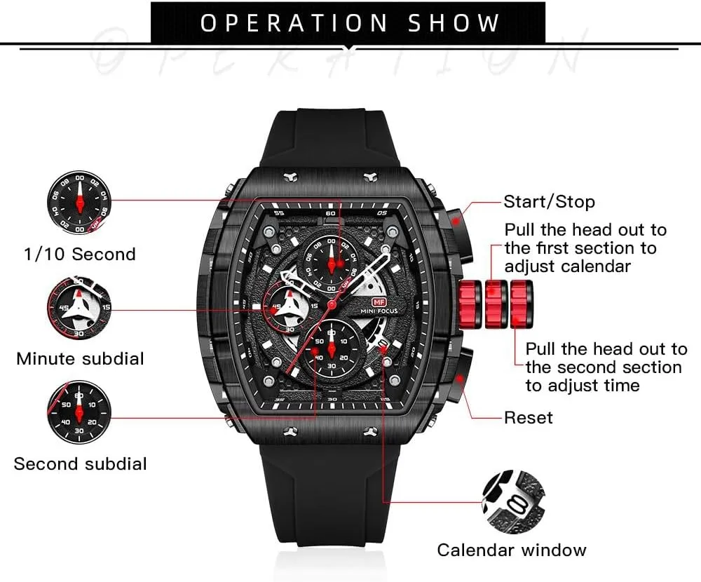 Calendar Men??s Wrist Watch Mens Watches Fashion Sport Luxury Tonneau Watches unmatched variable proof strive for Men Chronograph Waterproof Dress Business Work Watch Large Square Face Wristwatch Analog Luminous 