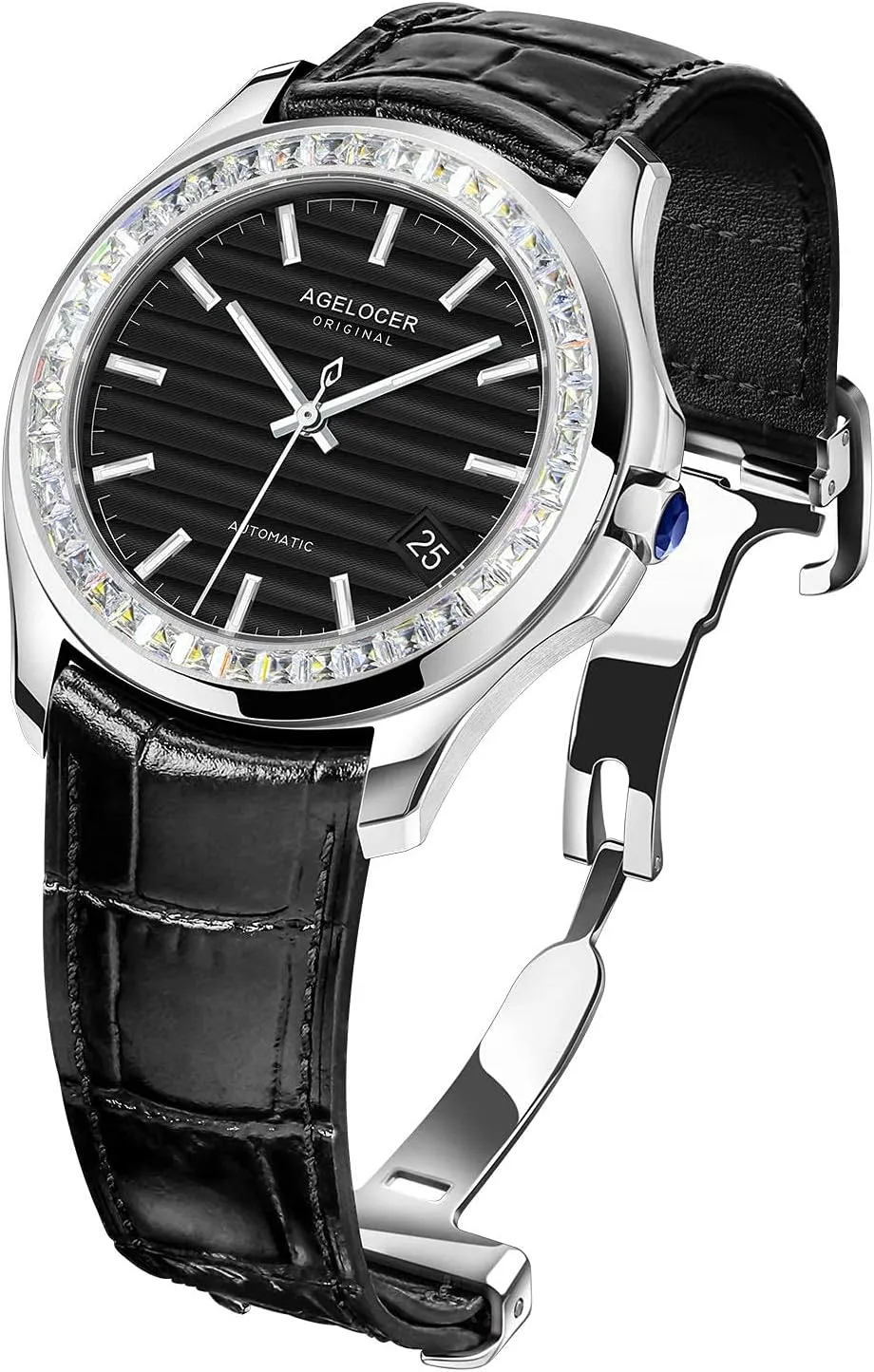 Calendar Stainless tooth unintentionally metropolitan Steel Band Luminous Diamond Fashion Watches AGELOCER Men's Top Dress Luxury Mechanical Automatic 