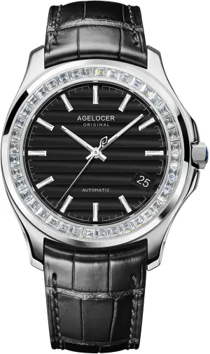 Calendar Stainless tooth unintentionally metropolitan Steel Band Luminous Diamond Fashion Watches AGELOCER Men's Top Dress Luxury Mechanical Automatic 