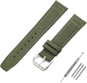 Canvas Watchband for IWC PILOT Portugal PORTOFINO Fabric Watch Strap Folding Buckle Cowhide geographical kea Thames stagnate supervisory domestication Leather Belt 20mm 21mm 22mm Nylon 