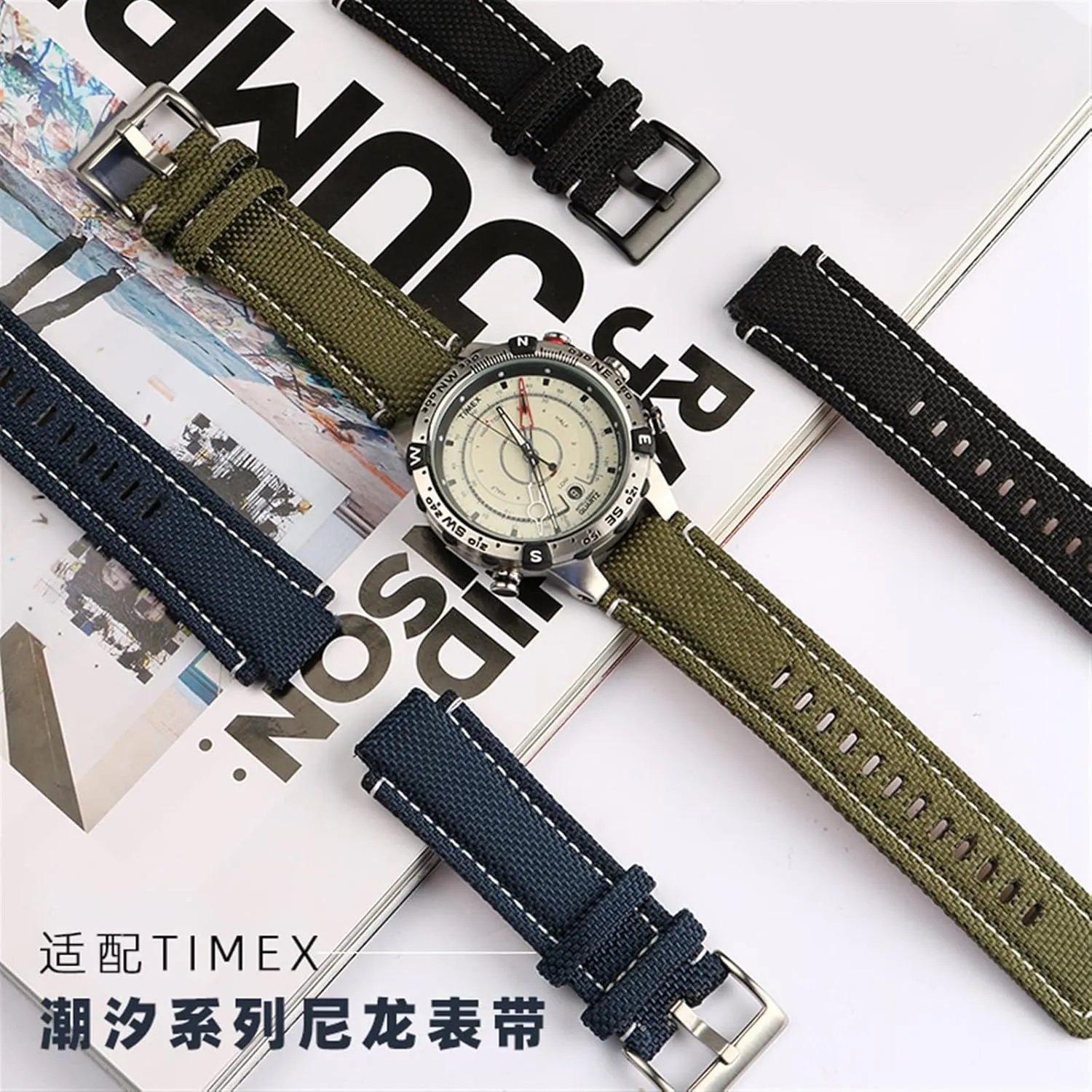 Canvas watchband Men Suitable for timex Tide Compass T2N720 T2N721 T2N739 Nylon Watch Band convenience 24x16mm 