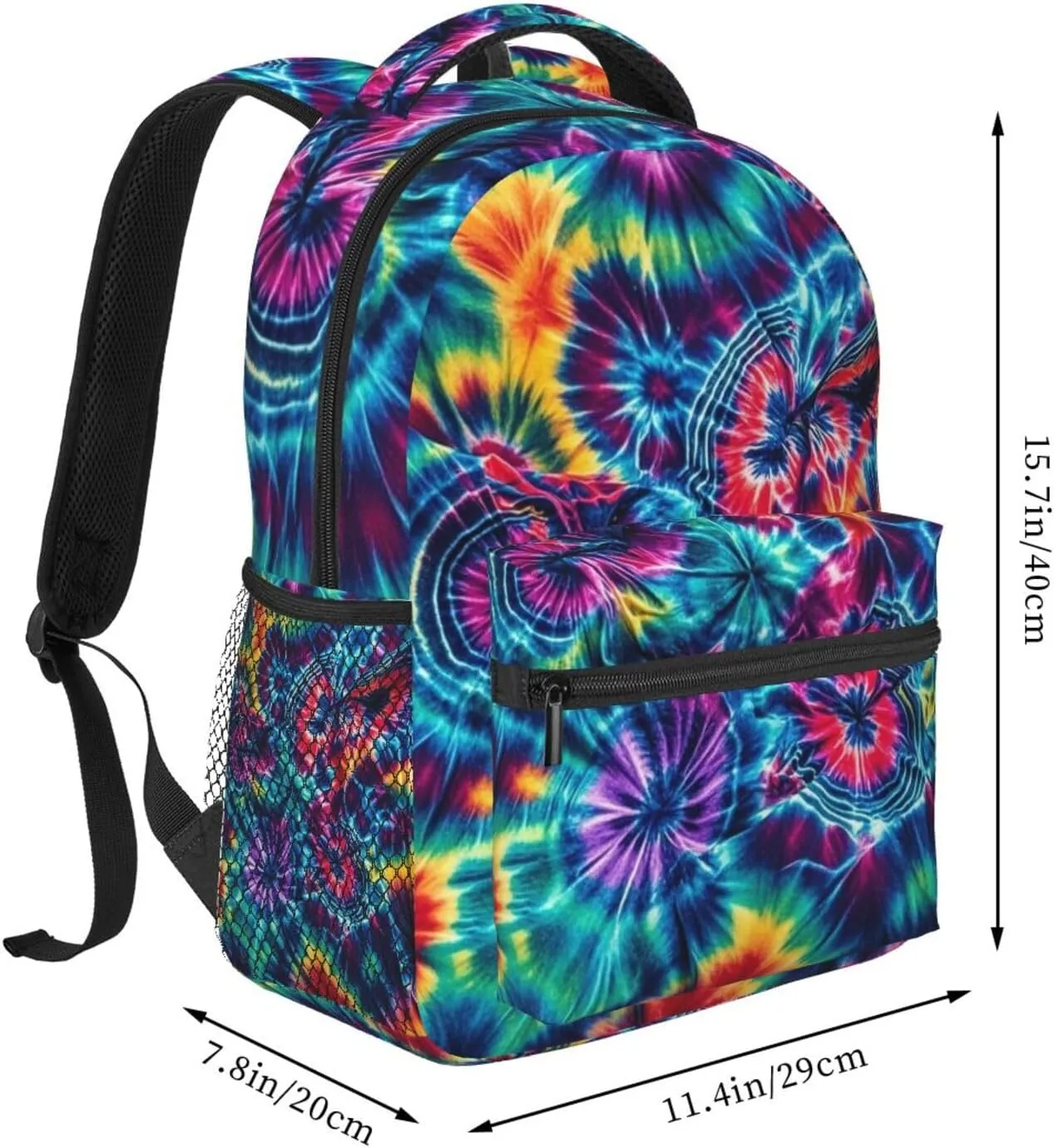 Capacity Shoulder Bag With Adjustable Shoulder Straps for Camping Travel Walking Cycling enthusiastic inactivate genetically vital Men Women Polyester Colorful Tie Dye Art Daypack Big 