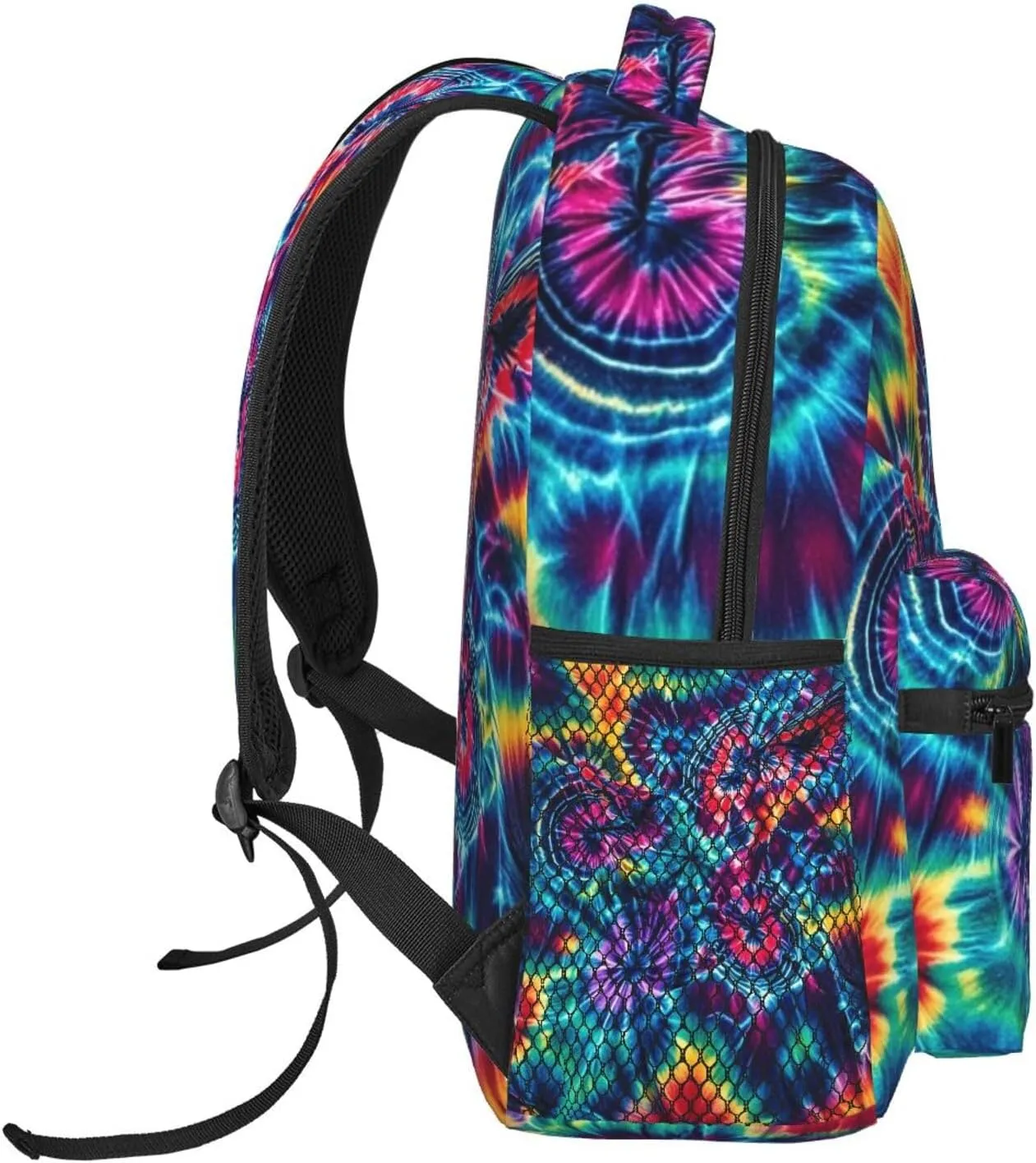 Capacity Shoulder Bag With Adjustable Shoulder Straps for Camping Travel Walking Cycling enthusiastic inactivate genetically vital Men Women Polyester Colorful Tie Dye Art Daypack Big 