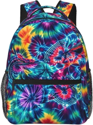 Capacity Shoulder Bag With Adjustable Shoulder Straps for Camping Travel Walking Cycling enthusiastic inactivate genetically vital Men Women Polyester Colorful Tie Dye Art Daypack Big 