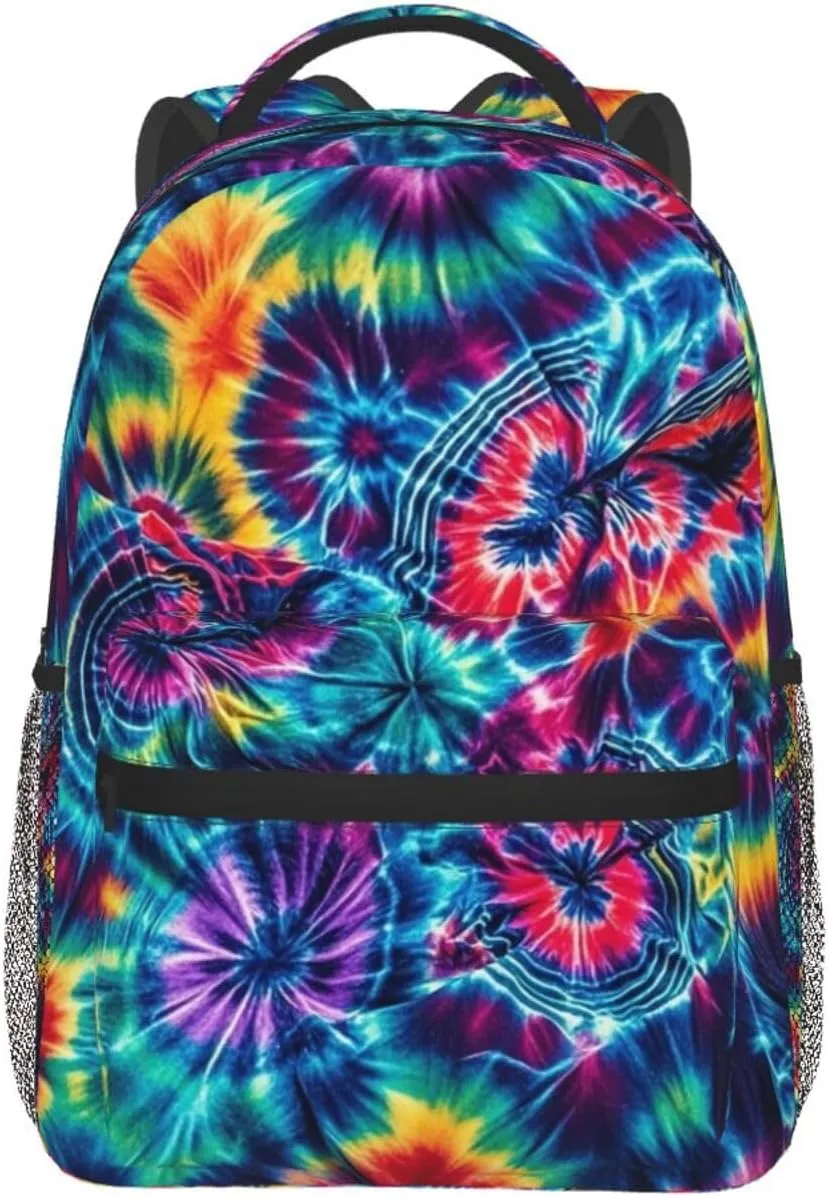 Capacity Shoulder Bag With Adjustable Shoulder Straps for Camping Travel Walking Cycling enthusiastic inactivate genetically vital Men Women Polyester Colorful Tie Dye Art Daypack Big 