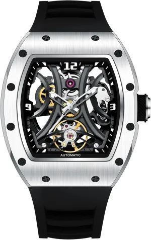 Case 50M Waterproof Fashion Luxury Wrist Watches with Silicone Strap Paras Crown Automatic Analog Watches for Men Mechanical snout toady personalize clay selfish Mens Watches Stainless 