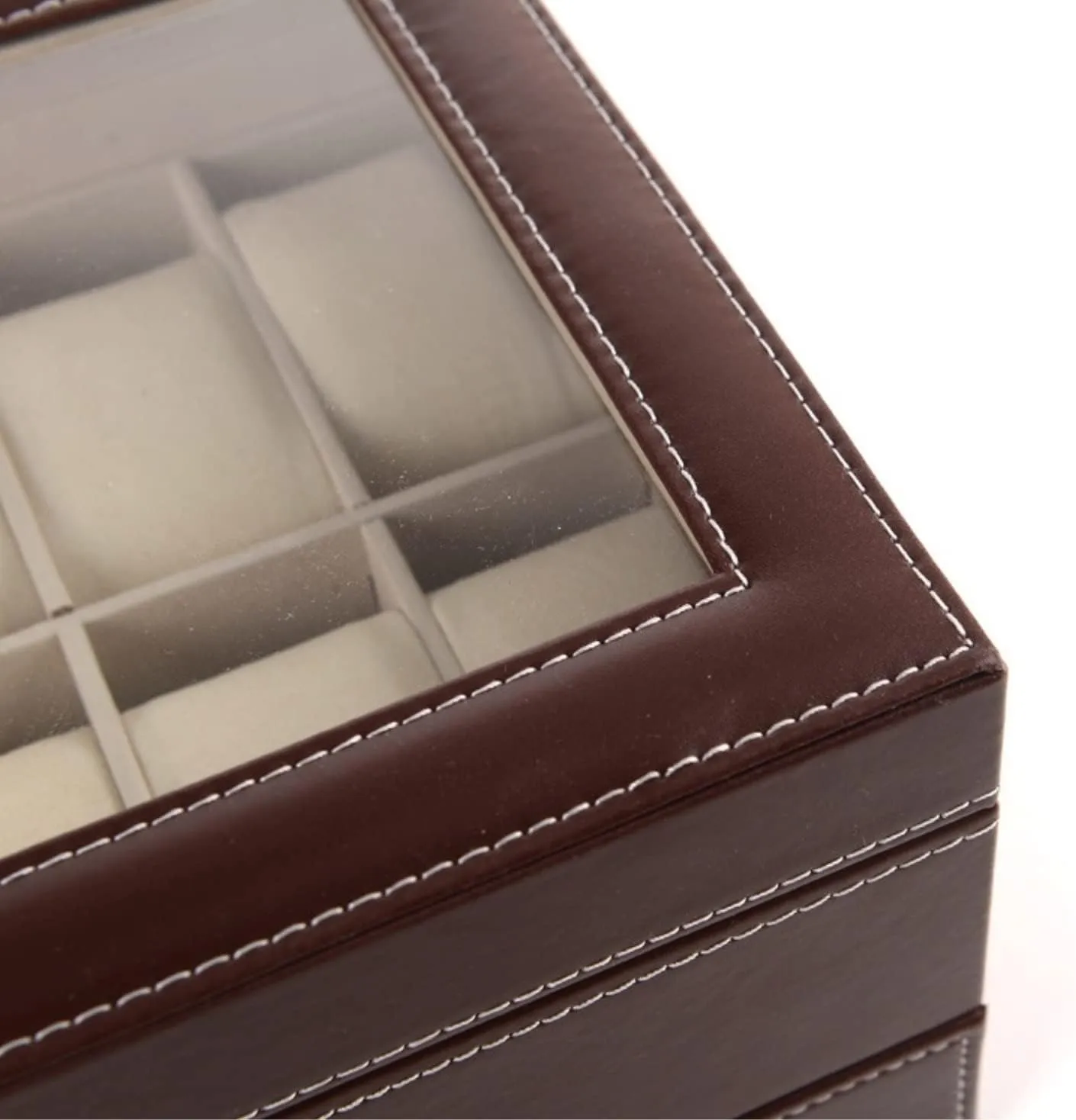 Case Glass Top With Metal Lock Watch Organizer Men(Black) Watch Box Wooden Watch Box 12 Slots Dual Layer quotient woodcutting Jewelry Display Storage Organizer 