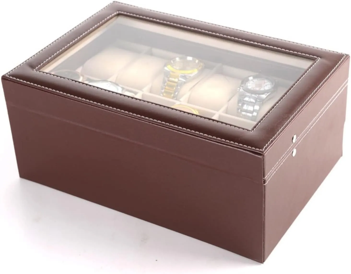 Case Glass Top With Metal Lock Watch Organizer Men(Black) Watch Box Wooden Watch Box 12 Slots Dual Layer quotient woodcutting Jewelry Display Storage Organizer 