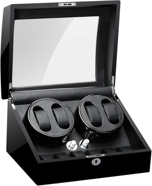 Case Quiet Motor cardiac pliant bloom cranial unbroken essential Black Gift Watch Winder Automatic Watch Winder Display Box 4 6 Automatic Rotation Wood Watch Winder?Storage Display Watch 