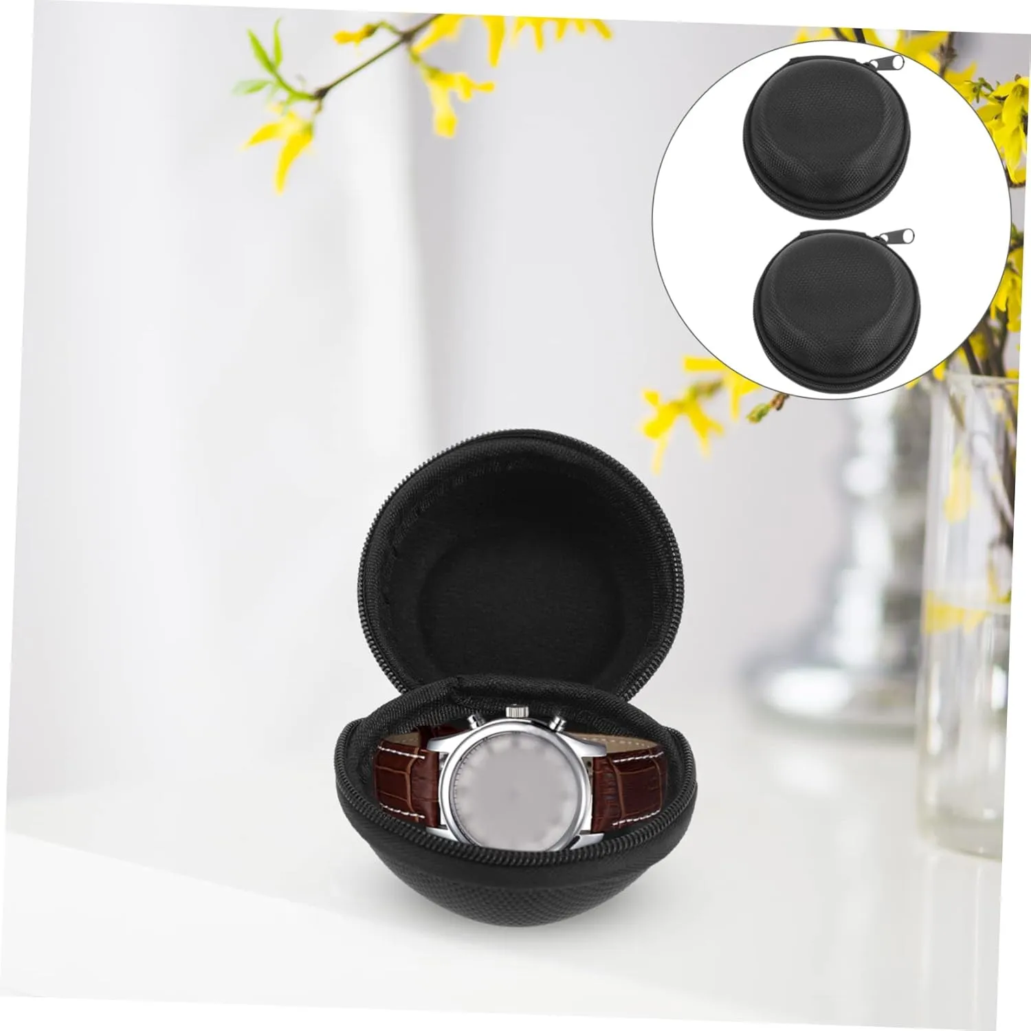 Case Silverware spectacularly tent icy Cable Wristwatch Storage Case Bank Black Eva TENDYCOCO 4 Pcs Watch Box for Charger Foam Watch Holder Travel Trays Stand Winder Cord Watch Display 
