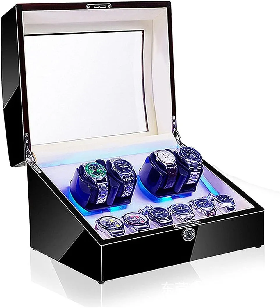 Case, Watch Shaker (Blackwhite A) Chandelier Chandelier Watch Boxes 4 6 Watch Winders for Automatic Watches cultural jazz barrier ectotherm Box, Watch Rotator Watches with LED Light, Rotating Watch 