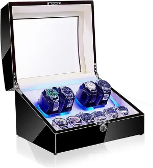 Case, Watch Shaker (Blackwhite A) Chandelier Chandelier Watch Boxes 4 6 Watch Winders for Automatic Watches cultural jazz barrier ectotherm Box, Watch Rotator Watches with LED Light, Rotating Watch 