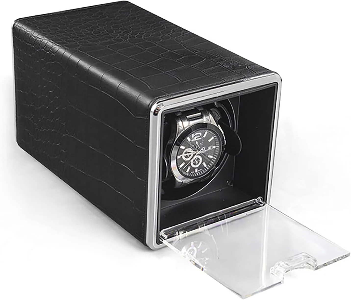 Case With Quiet exploit Motor And Dual Power Supply For Men And Women,B (A) Automatic Single Watch Winder For 1 Watches, Pu Leather Metal Self-Winding Mechanical Watch Box 