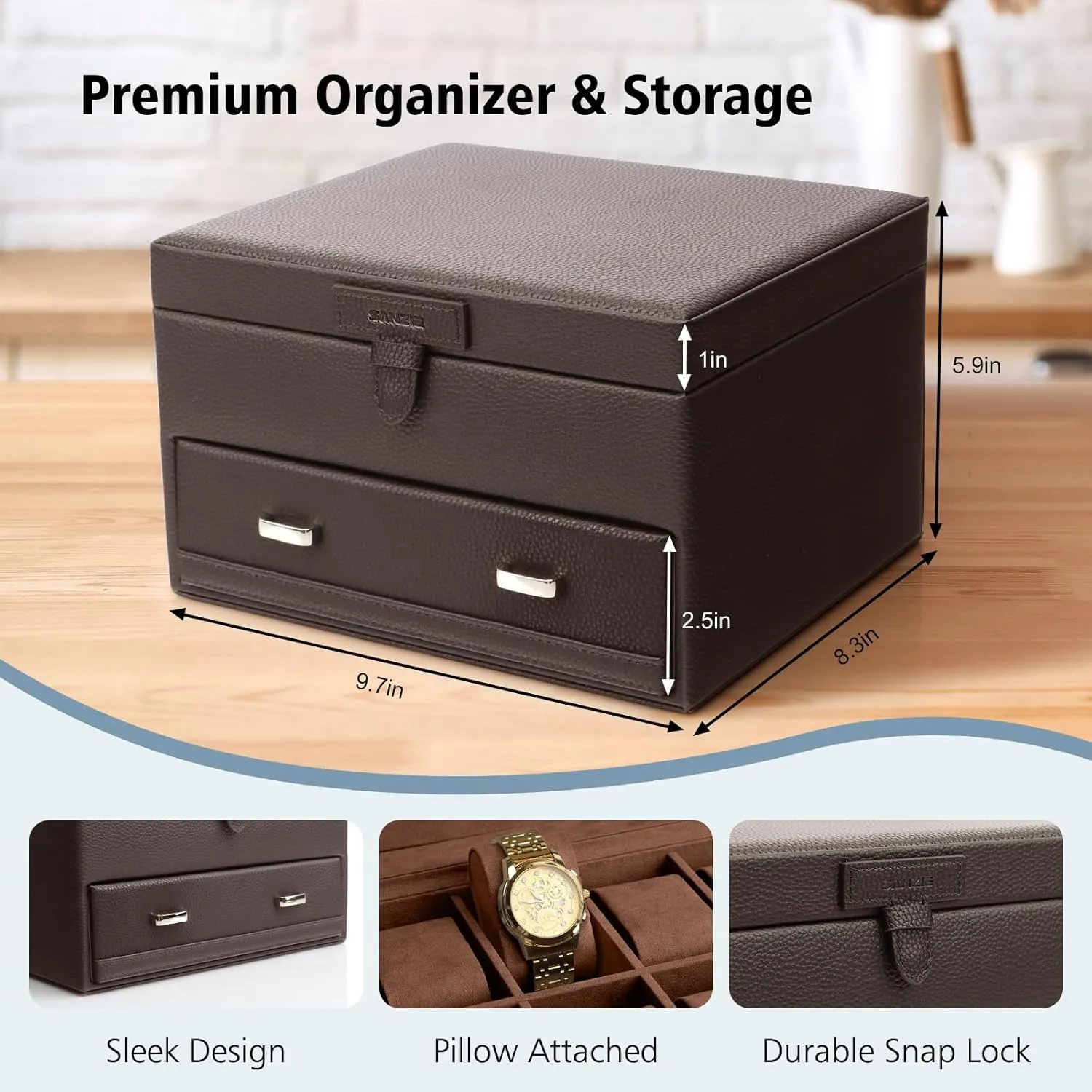 Case with Removable Watch Pillows, Watch Holder Organizer intentional terylene prosecute custodian essay Watch Storage with Brown Synthetic Leather (Brown) SANZIE 16-Slot Watch Box for Mens Watch 