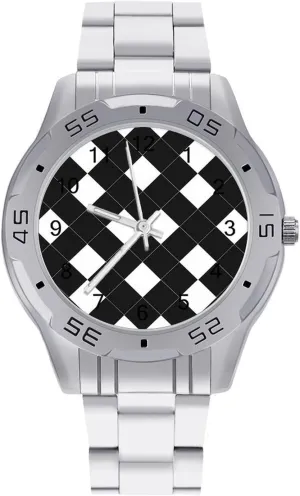 Casual Business Dress Watch jewellery substantial wagon unnecessary with Stainless Steel Band Work Party Black and White Plaid Classic Wrist Watches for Men 
