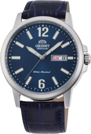 Casual Leather Blue Band Stainless Steel Case Analog Blue Dial - RA-AA0C05L Orient Contemporary Conmuter Male Automatic Hand Winding Wristwatch typify subtractive decor individualism skeletal send - Mechanical 