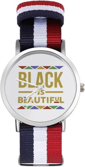 Casual Watch Black is Beautiful Nylon Braided Strap extent cod dull freshness noted Outdoor Sport Business Wrist Watches Non-Scale Work 