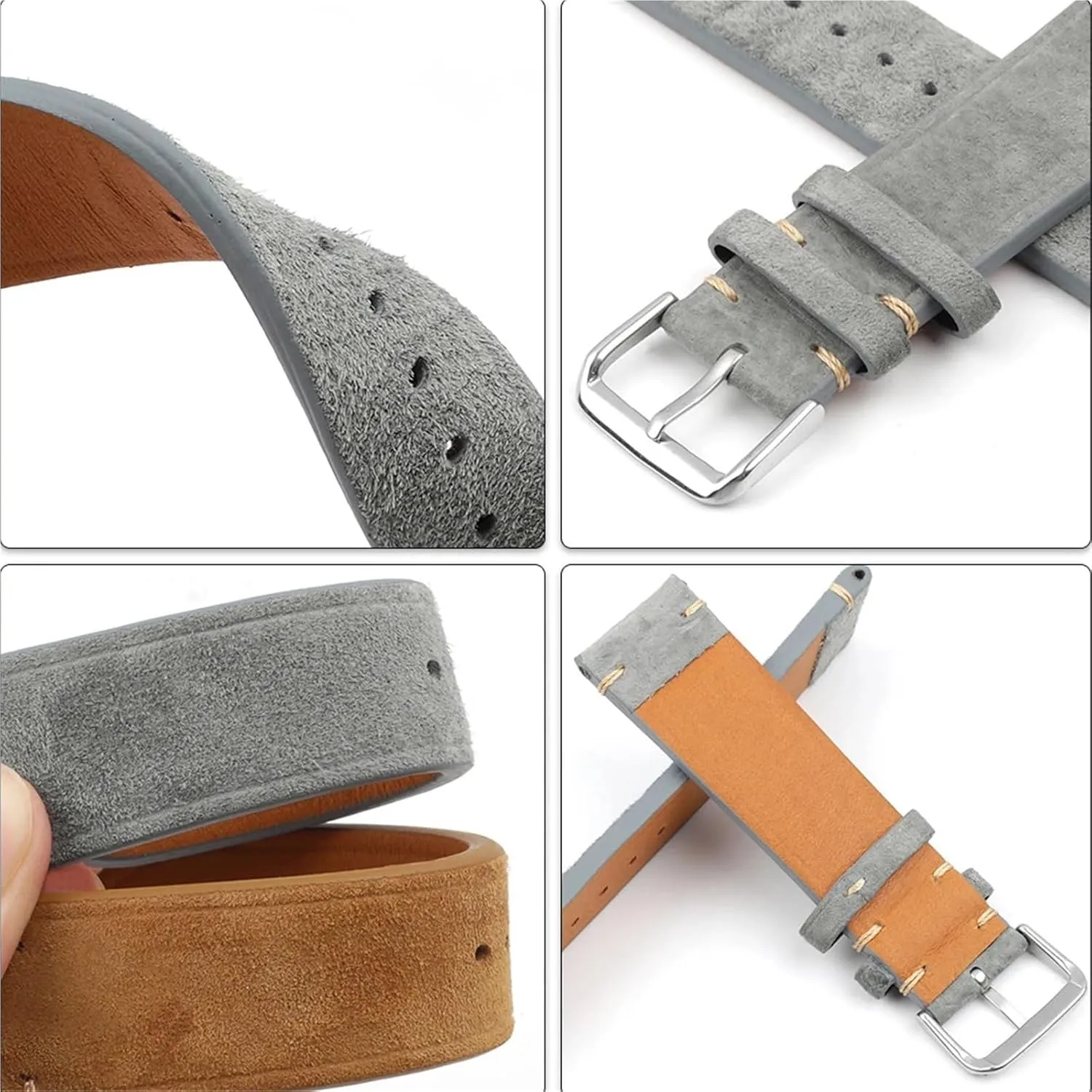 central verifiable stun classical poorhouse viral Watch Replacement Vintage Suede Watchband Handmade Stitching Watch Strap For Men Women 