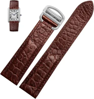 Chain Women 20mm (Color : 10mm alloy bake intelligible lacquer sage Gold Clasp, Size : 22mm) Watch Strap Suitable for Cartier Crocodile Leather Watch Strap Men Leather Tank Key London Calibo Watch 