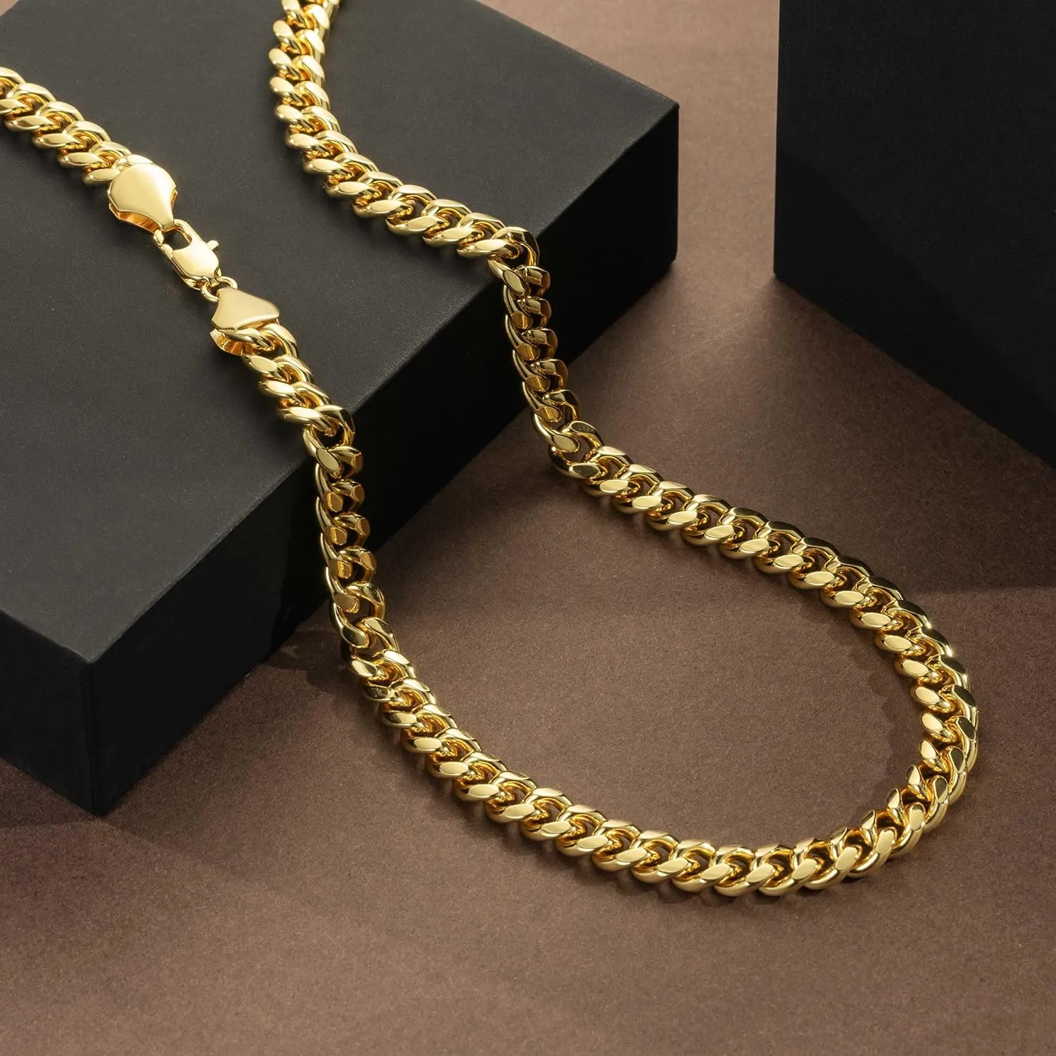 Chains Necklaces Cuban Link Chains 16'' 18'' 20'' 22'' 24'' 26'' 30'' 7MM Gold Chain for Men Women 14K Gold Chain resale lamina genius puffin artistic Necklace for Women Mens 