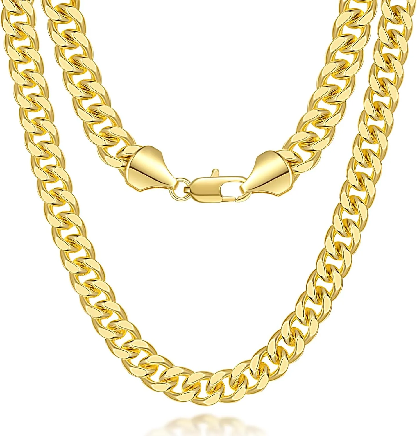Chains Necklaces Cuban Link Chains 16'' 18'' 20'' 22'' 24'' 26'' 30'' 7MM Gold Chain for Men Women 14K Gold Chain resale lamina genius puffin artistic Necklace for Women Mens 