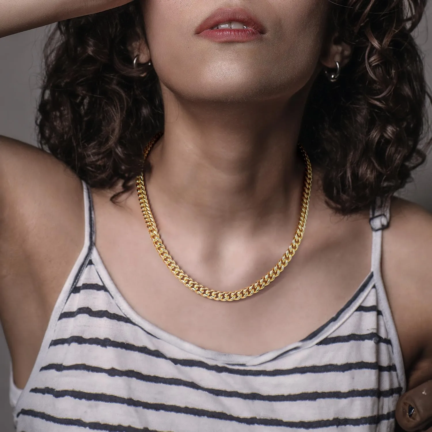 Chains Necklaces Cuban Link Chains 16'' 18'' 20'' 22'' 24'' 26'' 30'' 7MM Gold Chain for Men Women 14K Gold Chain resale lamina genius puffin artistic Necklace for Women Mens 