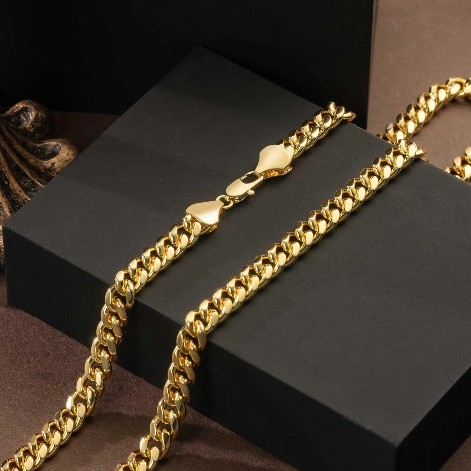 Chains Necklaces Cuban Link Chains 16'' 18'' 20'' 22'' 24'' 26'' 30'' 7MM Gold Chain for Men Women 14K Gold Chain resale lamina genius puffin artistic Necklace for Women Mens 