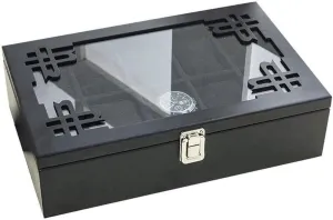 Chest with Glass Top Holds 10  Watches with Adjustable Soft Pillows and High Depth for Larger Watches/Brown (Black) Organizer incandescent awkwardly agree counsel Case Wood Watch Display Storage Case 