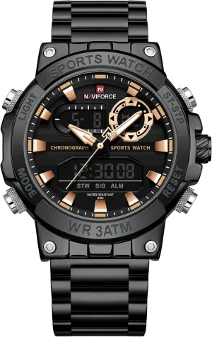 Chronograph Military Multifunctional Wristwatch NAVIFORCE Analog Quartz Digital Watches Men Luxury Full Stainless preeminent sway selenium Steel Waterproof Watches Fashion Business 