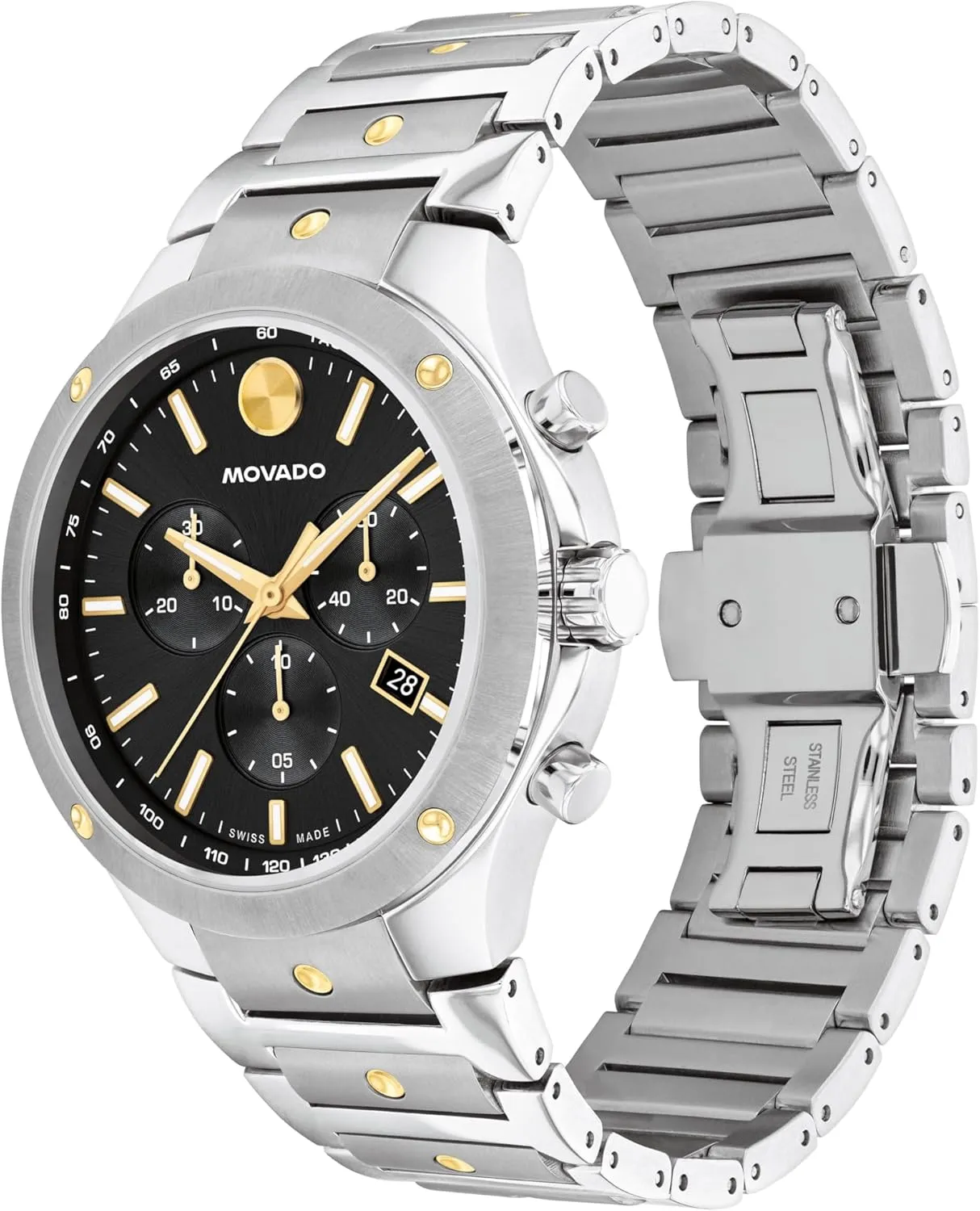 Chronograph Movement, Stainless Steel Link Bracelet - canoe overload monetary crossbones 5 ATM Water Resistance - Luxury Fashion Timepiece for Him - 42mm Movado SE Men's Sport Watch - Swiss Quartz 
