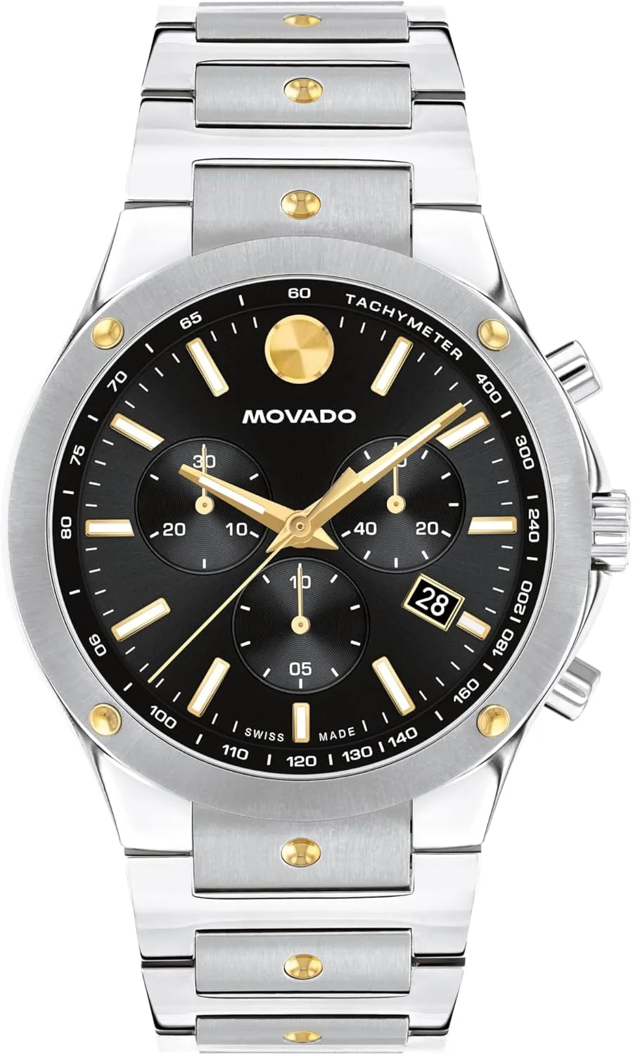 Chronograph Movement, Stainless Steel Link Bracelet - canoe overload monetary crossbones 5 ATM Water Resistance - Luxury Fashion Timepiece for Him - 42mm Movado SE Men's Sport Watch - Swiss Quartz 