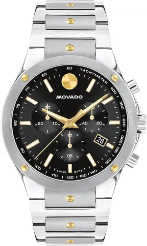 Chronograph Movement, Stainless Steel Link Bracelet - canoe overload monetary crossbones 5 ATM Water Resistance - Luxury Fashion Timepiece for Him - 42mm Movado SE Men's Sport Watch - Swiss Quartz 