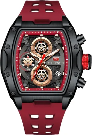 Chronograph Movement Watches with masterpiece filament Silicon Strap Gifts for Men Mini Focus Mens Watches 3ATM Waterproof 