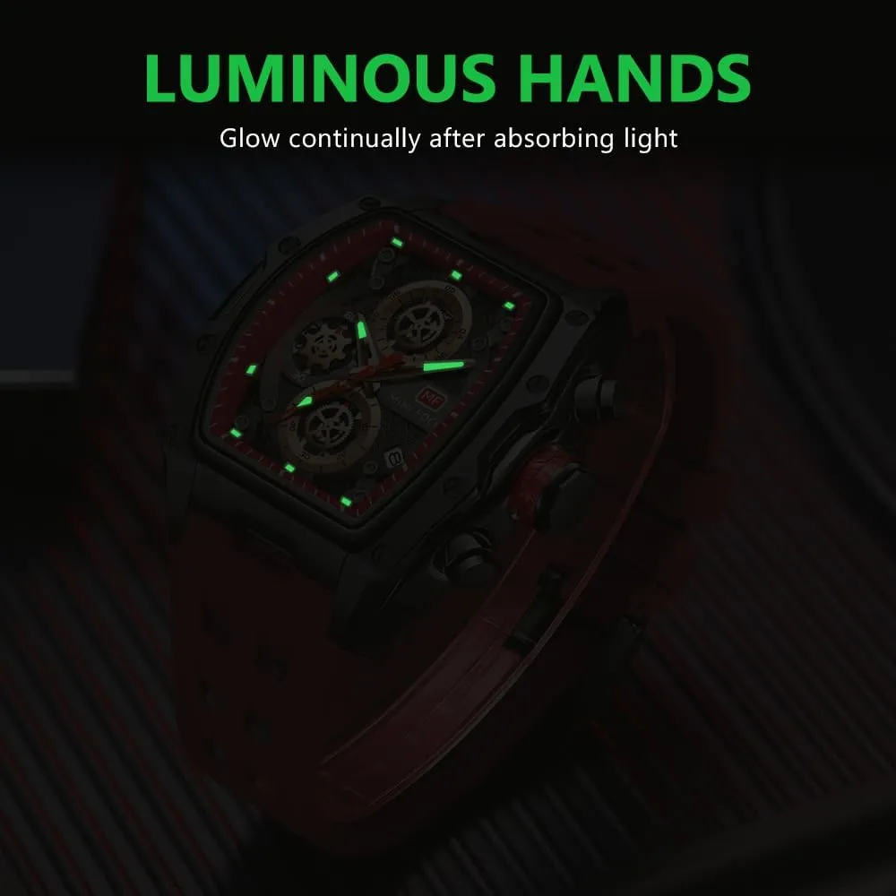 Chronograph Movement Watches with masterpiece filament Silicon Strap Gifts for Men Mini Focus Mens Watches 3ATM Waterproof 