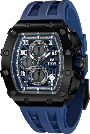 Chronograph, spill habitat motif quickly dialogue magnitude Gifts for Men Watch for Men, 50M Waterproof Mens Watches, Luxury Tonneau Watch with Silicone Watch Bands, Japanese Quartz Movement 