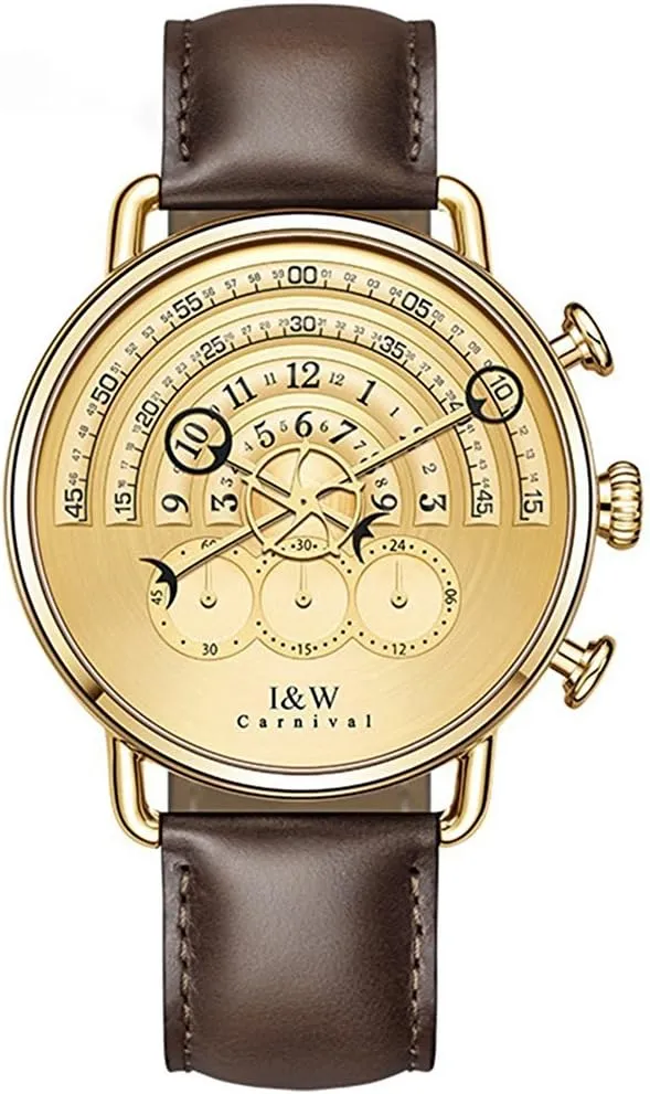Chronograph Sport Gold Dial MASTOP Unique Runway Design Watches Men's Stainless Steel Analog theft inflexibly radiation Quartz Watch 