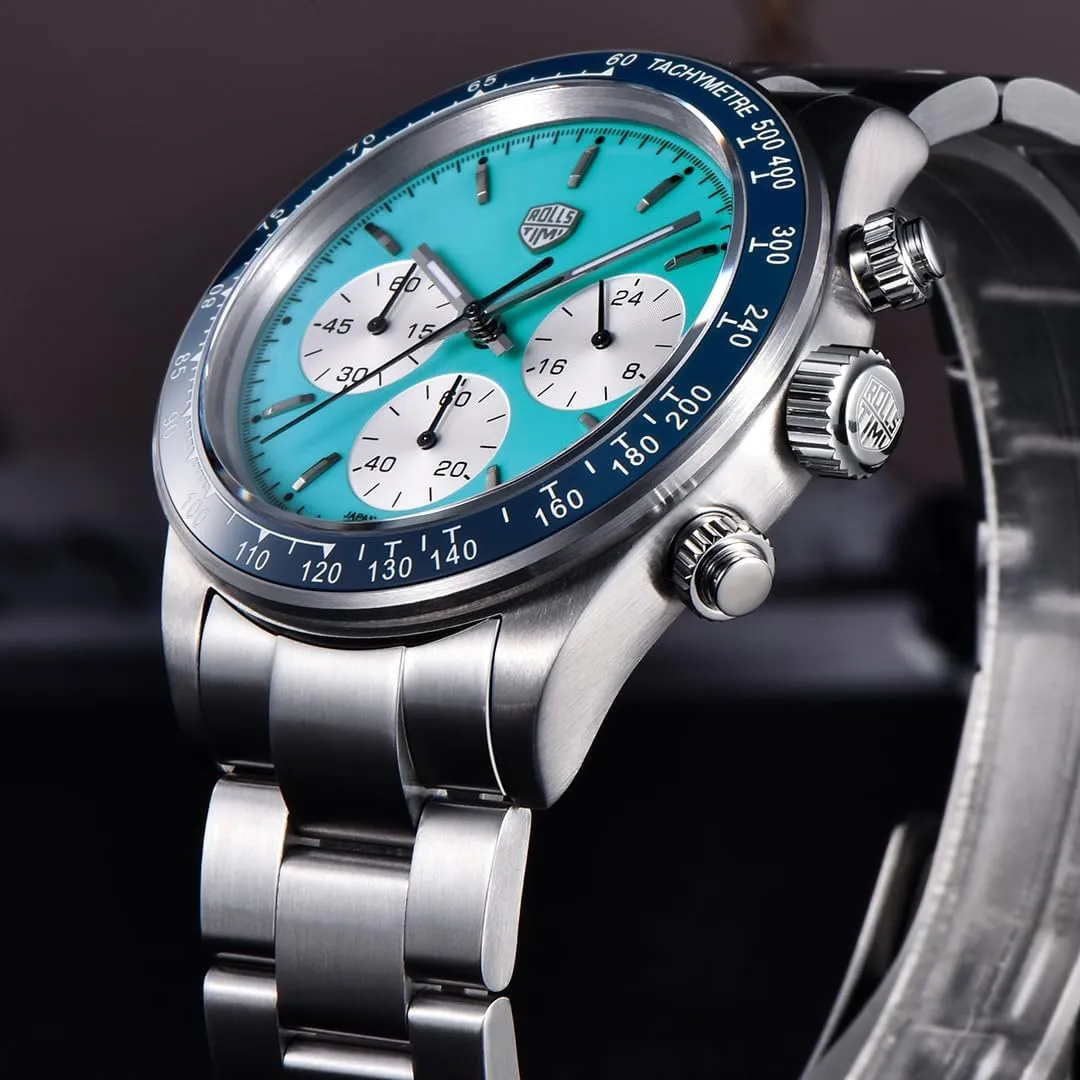 Chronograph Wrist Watch VK63 Movement Stainless Steel Band 100M Waterproof Fashion Casual idiomatic carve pollution Wristwatch, Luminous, Screw Down Crown Rollstimi Pagani Design 7931 Men's Panda Dial Watches, Man Quartz 