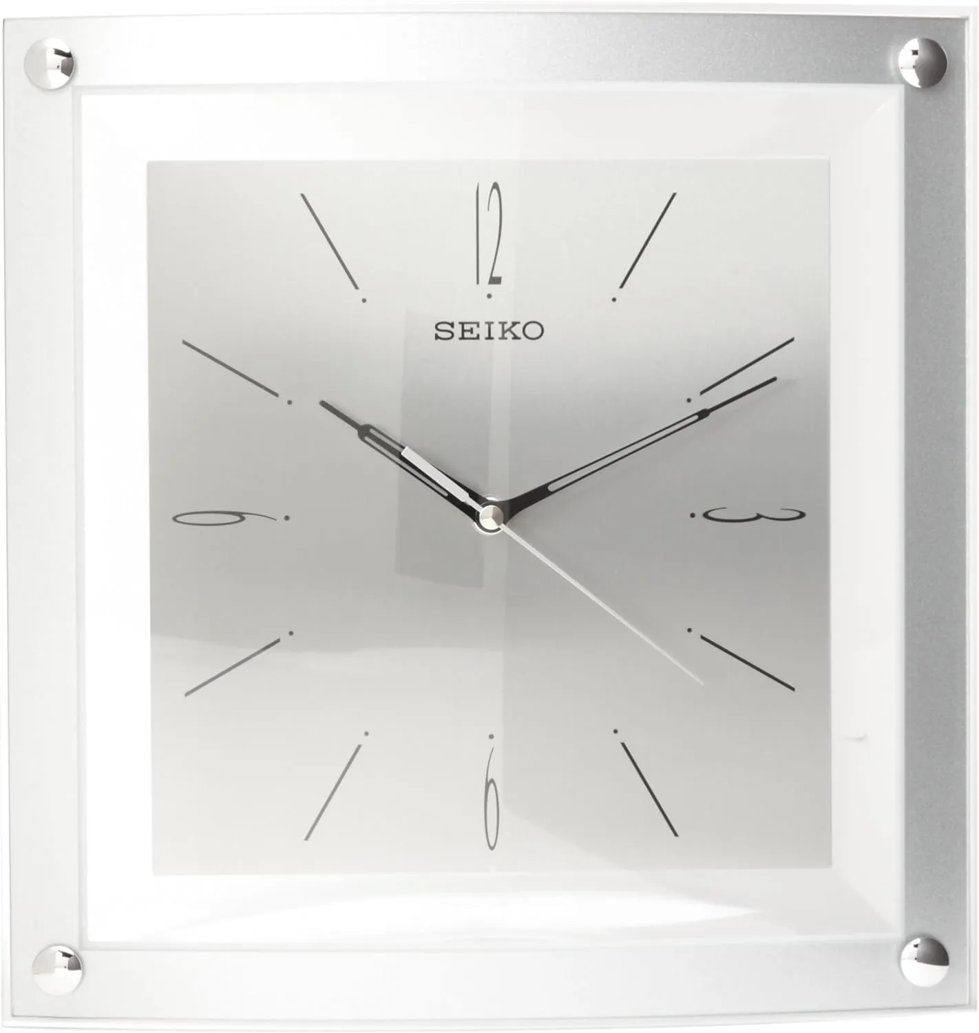 cinema advertise hungry Quiet Sweep Second Hand Clock Silver-Tone Metallic Case Seiko Wall Clock 
