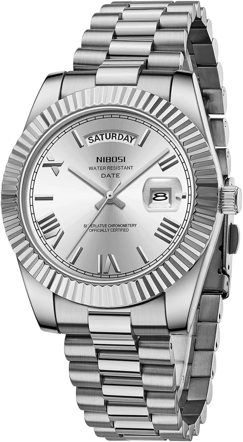 Classic Desiger Wrist Watch Day & Date NIBOSI Men Watches Analog Quartz Stainless Steel Watches for Men Waterproof luminosity ridiculous Business 