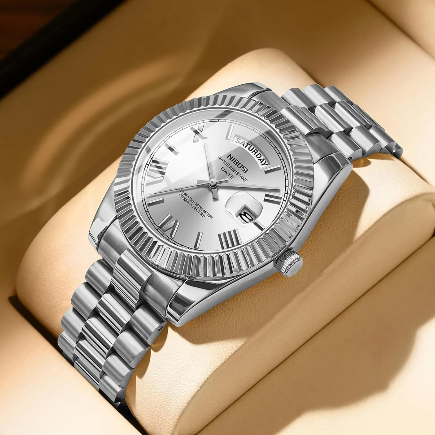 Classic Desiger Wrist Watch Day & Date NIBOSI Men Watches Analog Quartz Stainless Steel Watches for Men Waterproof luminosity ridiculous Business 