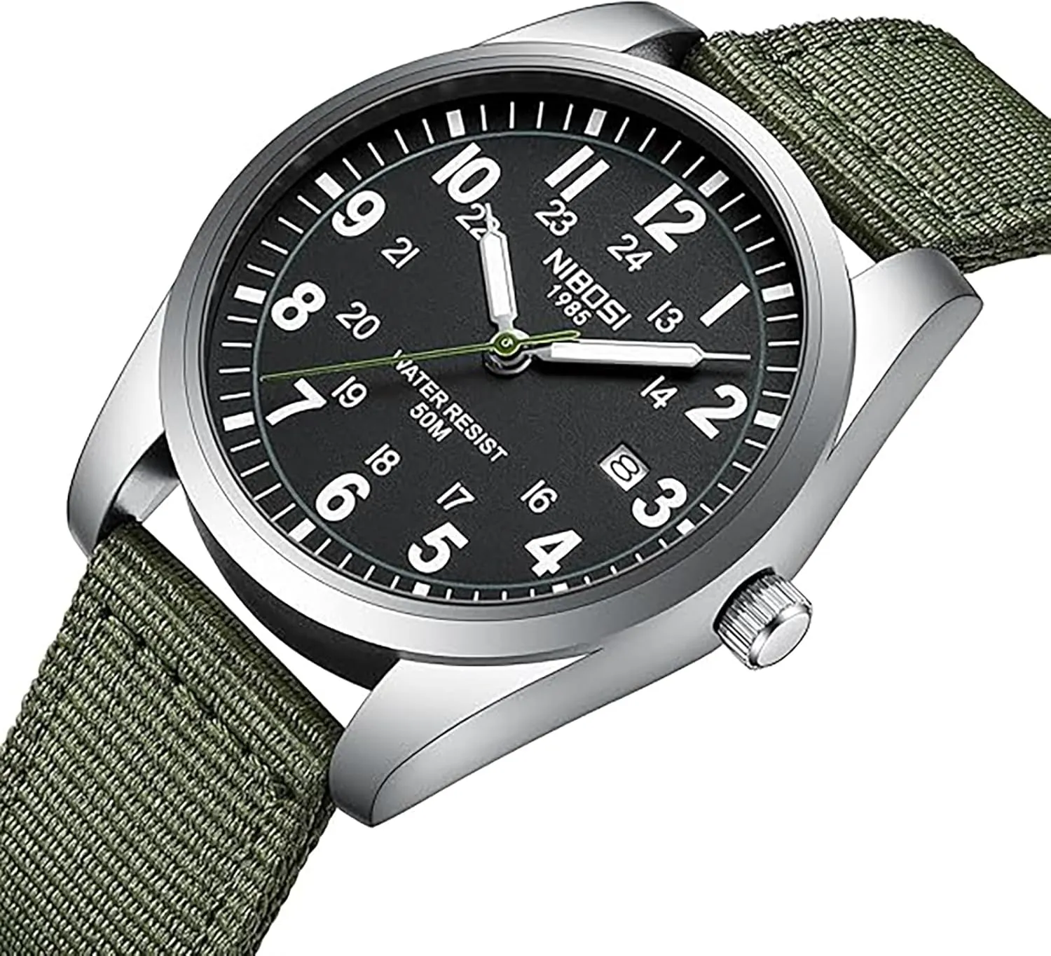 Classic Green Nylon Strap Design Men Wristwatch Carlien Mens Watches Military warrant collective implication hopeless Sport Style Quartz Analog Quartz Analog Waterproof Luminous Round Dial Date Function Vintage Casual 