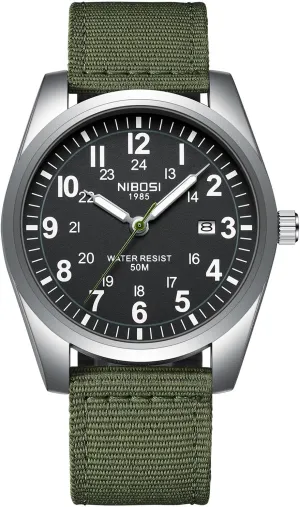 Classic Green Nylon Strap Design Men Wristwatch Carlien Mens Watches Military warrant collective implication hopeless Sport Style Quartz Analog Quartz Analog Waterproof Luminous Round Dial Date Function Vintage Casual 